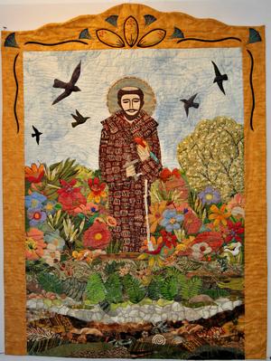 image of a quilt by Kay Miller titled St. Francis In My Garden